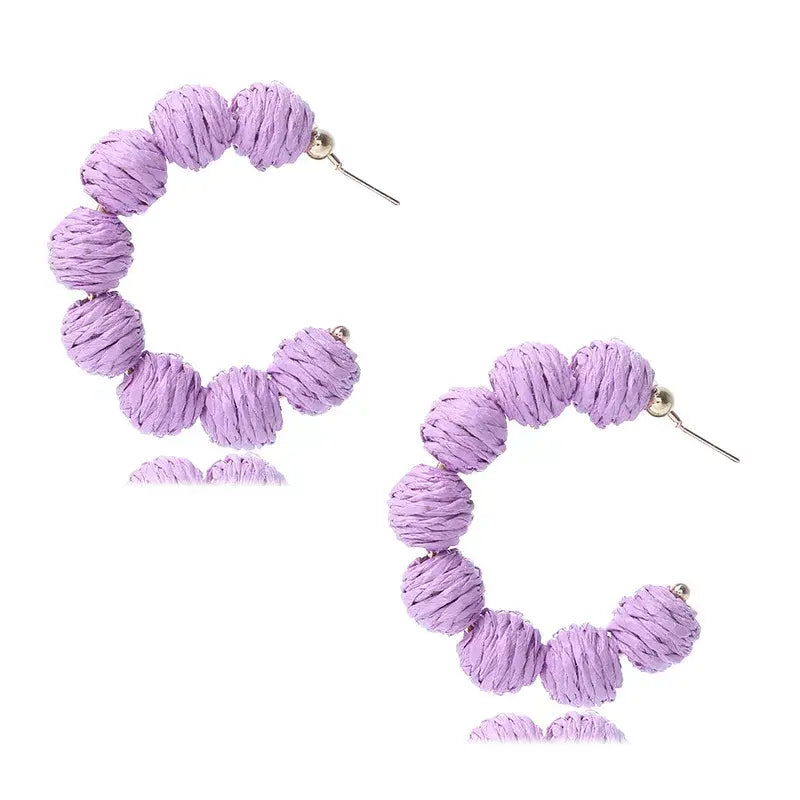 Raffia Grass C-Hoop Earrings - Trendsi - Flyclothing LLC