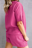Waffle-Knit Round Neck Top and Shorts Set - Trendsi - Flyclothing LLC