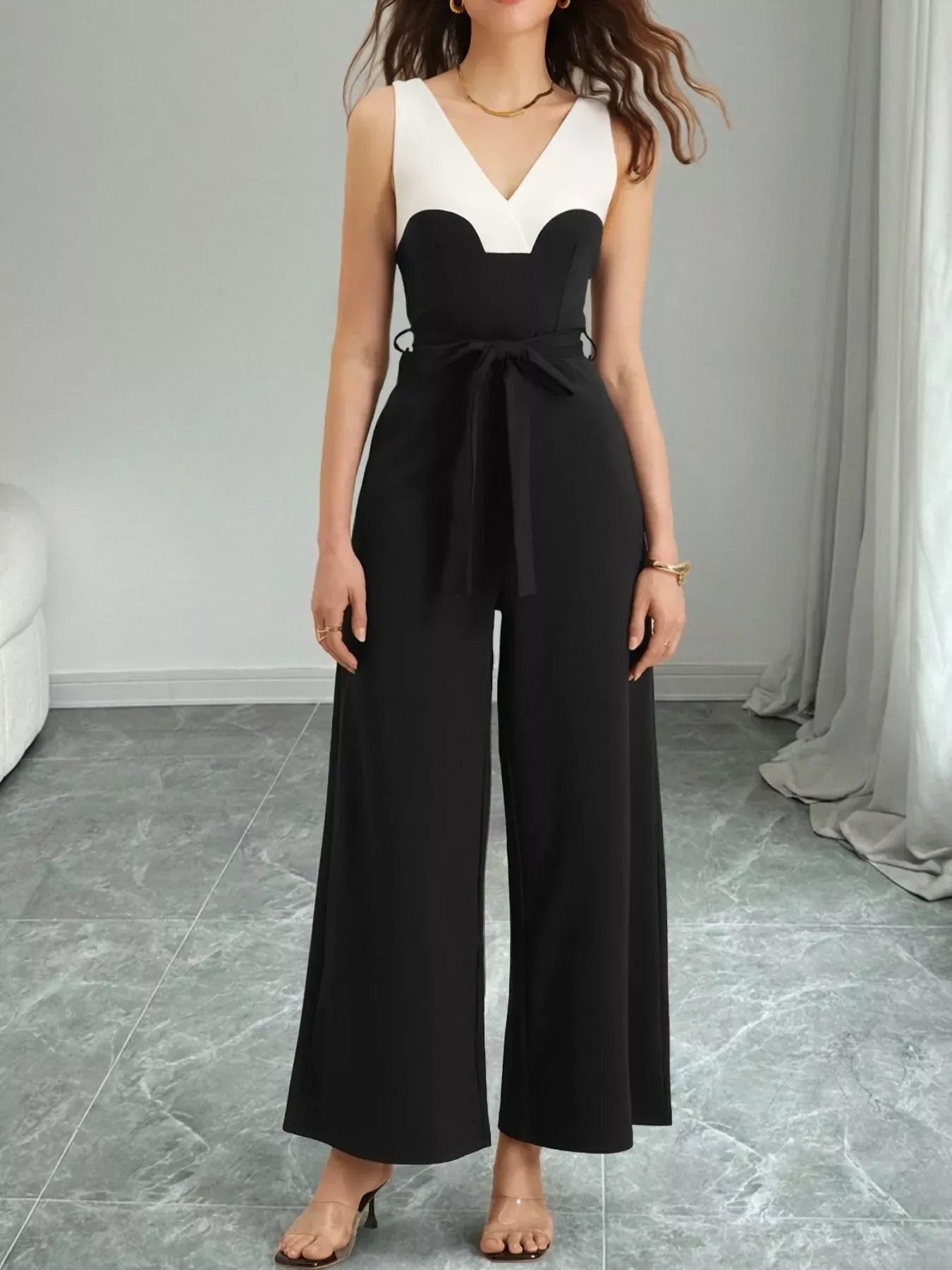 Color Block Wide Leg Jumpsuit - Trendsi - Flyclothing LLC