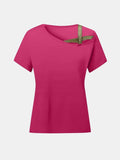 Asymmetrical Neck Short Sleeve T-Shirt - Trendsi - Flyclothing LLC