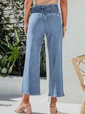 Button Fly Cropped Jeans with Pockets - Trendsi - Flyclothing LLC