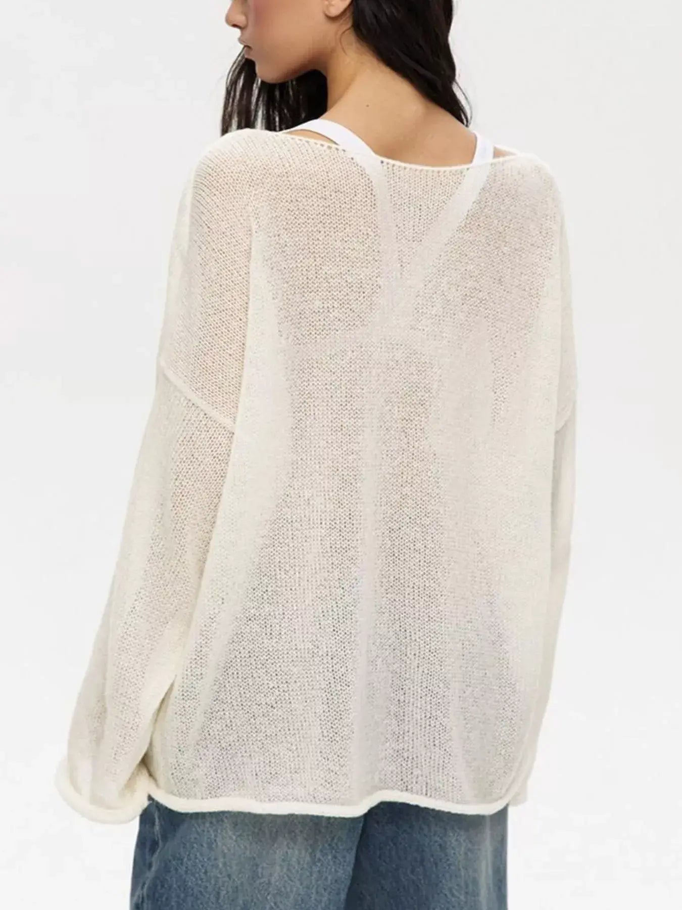 Boat Neck Dropped Shoulder Sweater - Trendsi - Flyclothing LLC