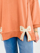 Bow Slit Round Neck Sweatshirt - Trendsi - Flyclothing LLC