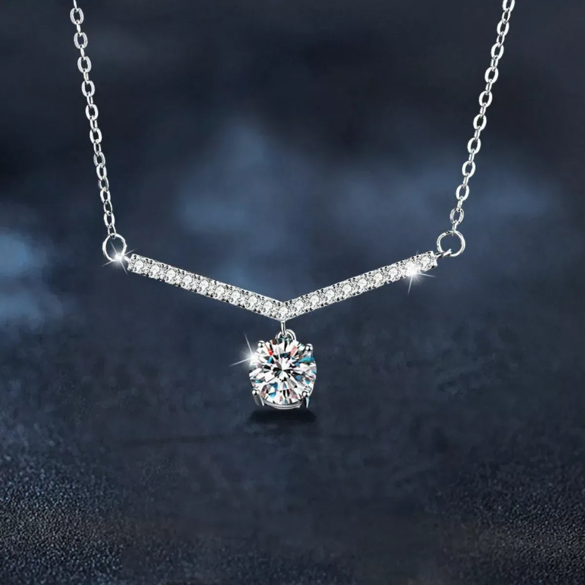 1 Carat Moissanite 925 Sterling Silver Necklace - Trendsi - Flyclothing LLC