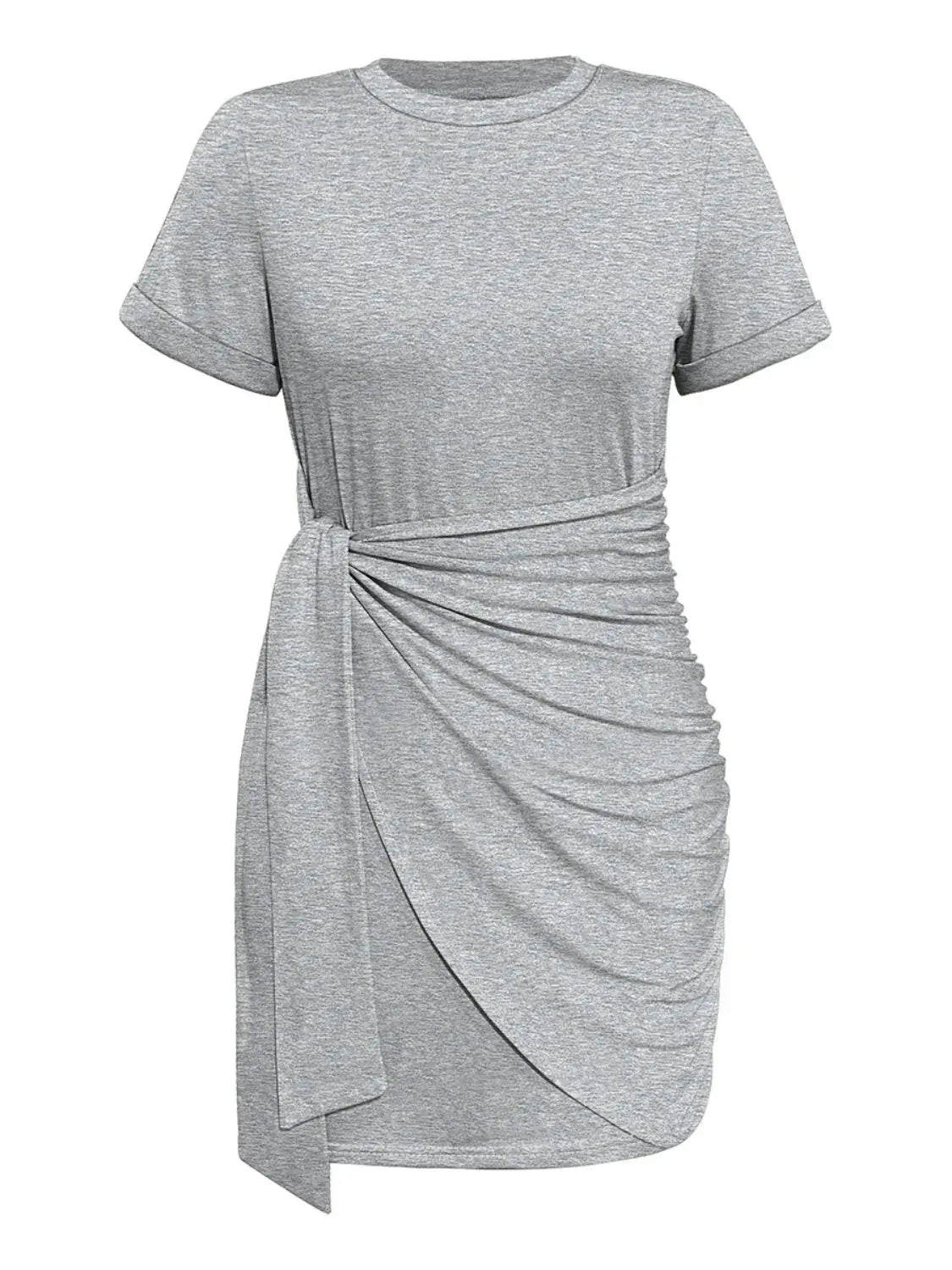 Round Neck Short Sleeve Mini Tee Dress - Trendsi - Flyclothing LLC
