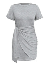 Round Neck Short Sleeve Mini Tee Dress - Trendsi - Flyclothing LLC