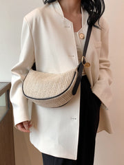 Straw Weave Adjustable Strap Shoulder Bag - Trendsi