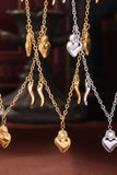 Stainless Steel Heart Charm Bracelet and Necklace Set - Trendsi