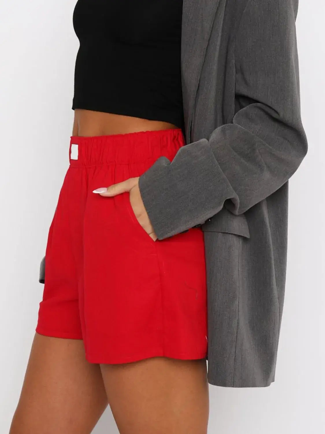 Elastic Waist Shorts - Trendsi - Flyclothing LLC