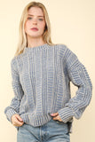 VERY J Two Tone Long Sleeve Sweater - Trendsi