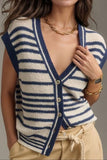 Button Down V Neck Sweater Vest - Trendsi