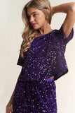 J.NNA Sequin Short Sleeve Crop T-Shirt - Trendsi - Flyclothing LLC
