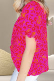 Leopard Round Neck Short Sleeve Blouse - Trendsi - Flyclothing LLC