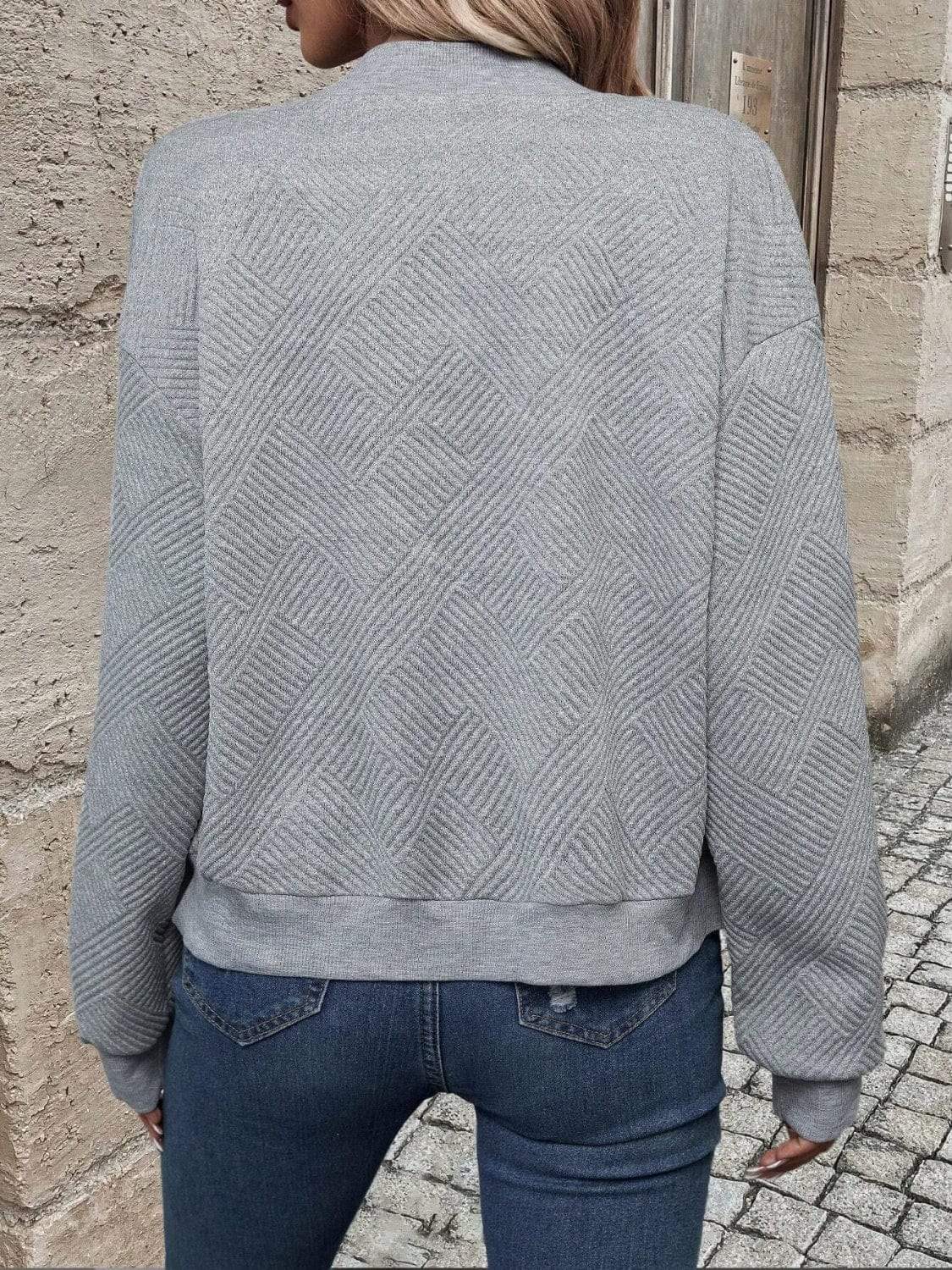Textured Zip Up Long Sleeve Jacket - Trendsi - Flyclothing LLC