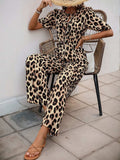 Perfee Tied Leopard Half Sleeve Jumpsuit - Trendsi - Flyclothing LLC