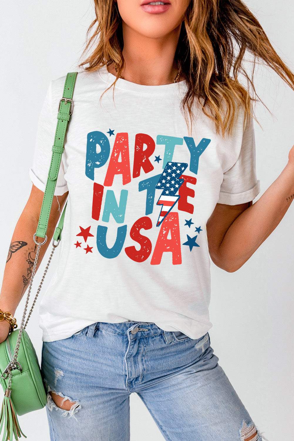 Letter Graphic Round Neck Short Sleeve T-Shirt - Trendsi - Flyclothing LLC
