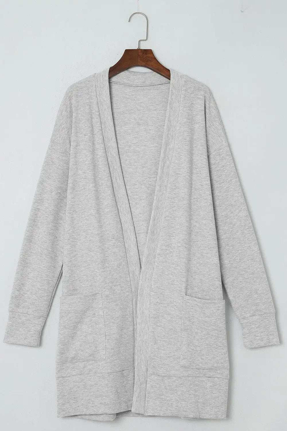Pocketed Open Front Long Sleeve Cardigan - Trendsi - Flyclothing LLC