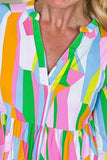 Color Block Three-Quarter Sleeve Mini Dress - Trendsi - Flyclothing LLC