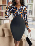 Twisted Printed Long Sleeve Mini Dress - Trendsi - Flyclothing LLC