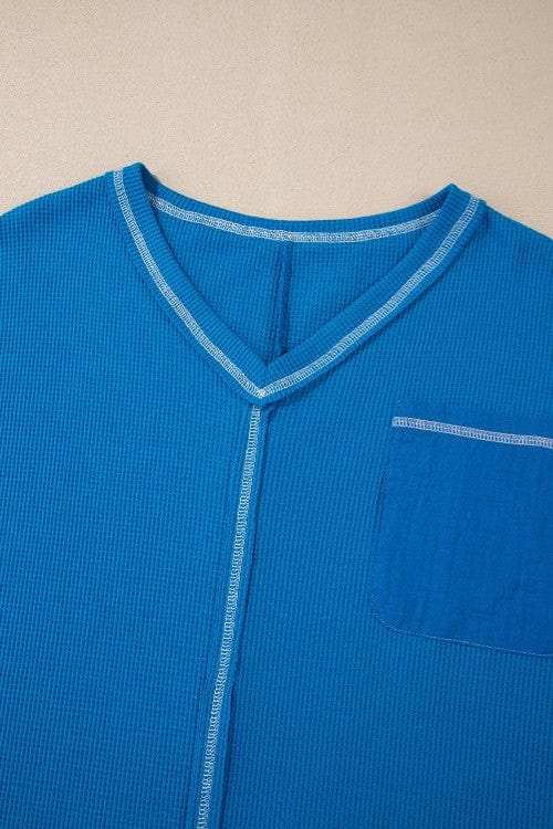 Lace Patchwork Sleeve Stitching V Neck Top - Trendsi - Flyclothing LLC