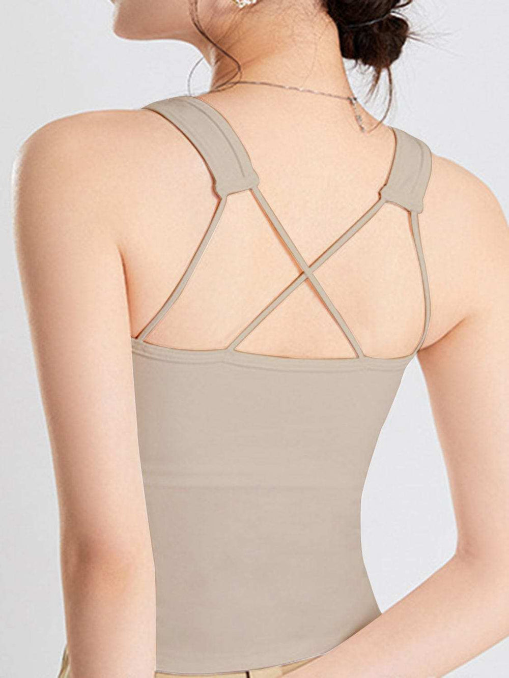 Crisscross Scoop Neck Wide Strap Cropped Tank with Chest Pads - Trendsi - Flyclothing LLC