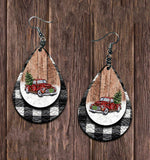 PU Leather Plaid Teardrop Earrings - Trendsi