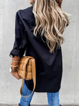 Button Up Roll-Tab Sleeve Shirt - Trendsi - Flyclothing LLC