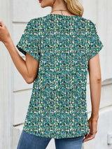 Printed Round Neck Short Sleeve Top - Trendsi - Flyclothing LLC