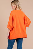 Ces Femme Side Slit Drop Shoulder Puff Sleeve Sweatshirt - Trendsi