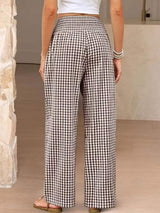 Gingham Wide-Leg Pants - Trendsi - Flyclothing LLC