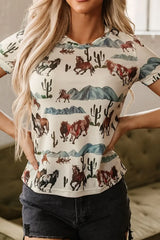 Western Fashion Mustang River Printed Mesh T Shirt - Trendsi - Flyclothing LLC