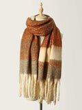 Fringe Color Block Polyester Scarf - Trendsi - Flyclothing LLC