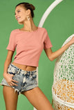 BiBi Rib Knit with Back Cross and Tied Detailed Top - Trendsi - Flyclothing LLC
