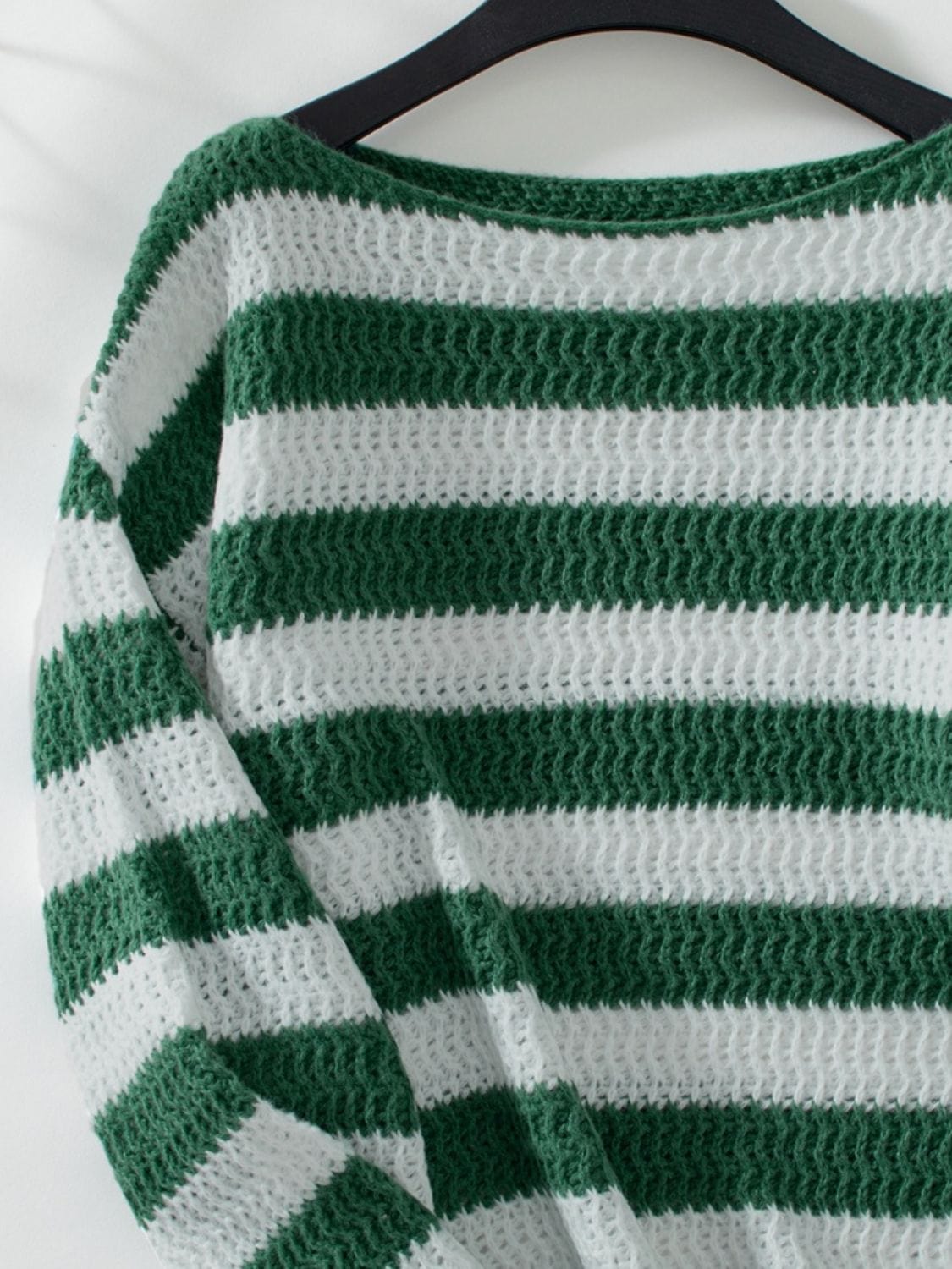 Striped Dropped Shoulder Long Sleeve Sweater - Trendsi