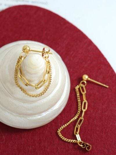 Titanium Steel Double Chain Earrings - Trendsi - Flyclothing LLC