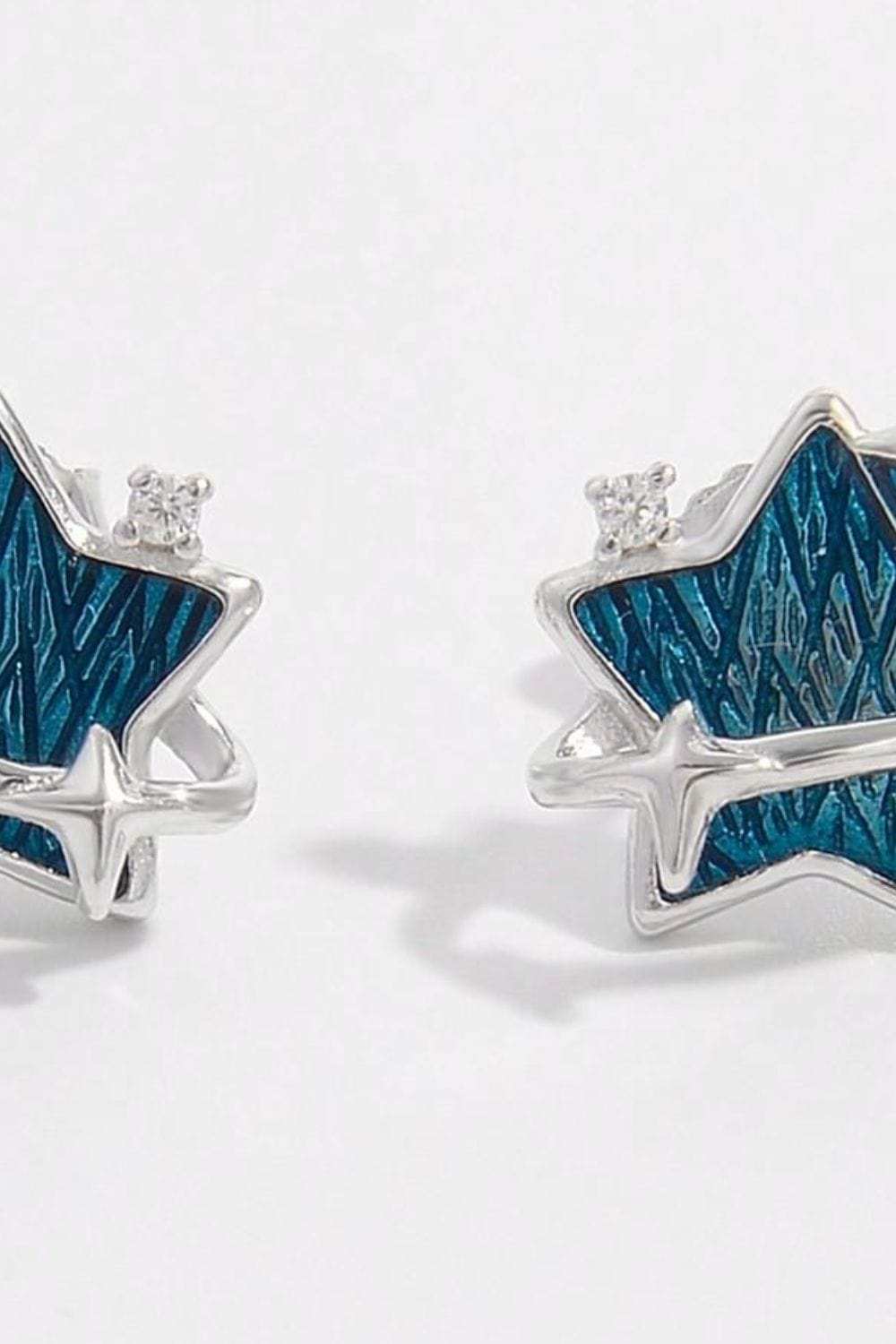 925 Sterling Silver Zircon Star Earrings - Trendsi - Flyclothing LLC