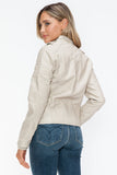 Snobbish PU Leather Biker Jacket with Side Zip Pockets - Trendsi