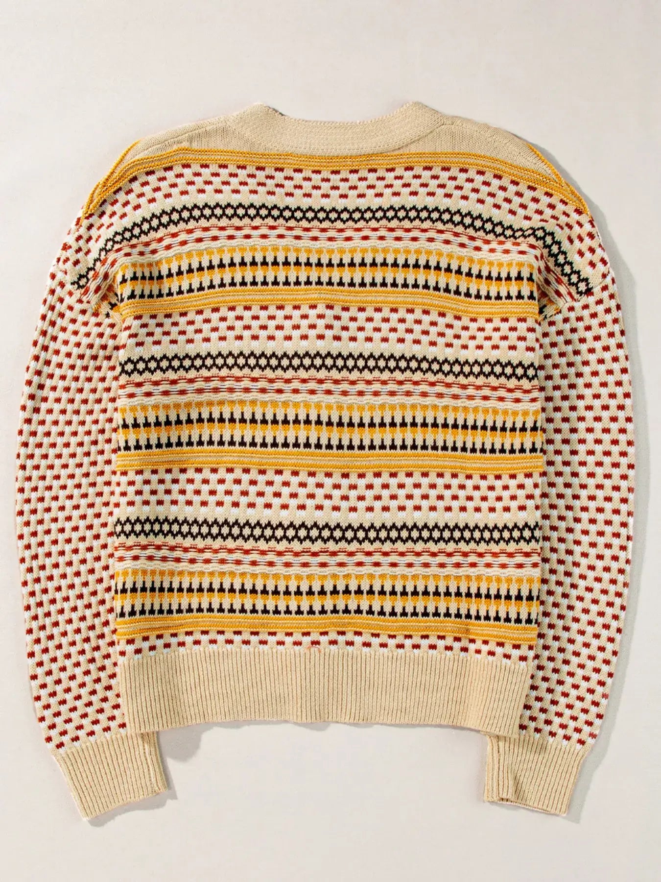 Vintage Patterned Button-Down Cardigan - Trendsi - Flyclothing LLC
