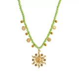 14K Gold-Plated Bead Sun Pendant Necklace - Trendsi - Flyclothing LLC