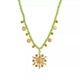 14K Gold-Plated Bead Sun Pendant Necklace - Trendsi - Flyclothing LLC