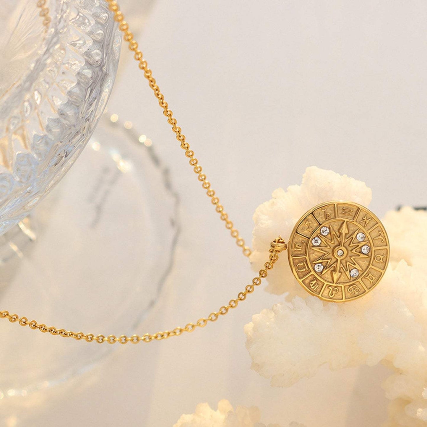 Zircon Titanium Steel Timepiece Shape Necklace - Trendsi - Flyclothing LLC