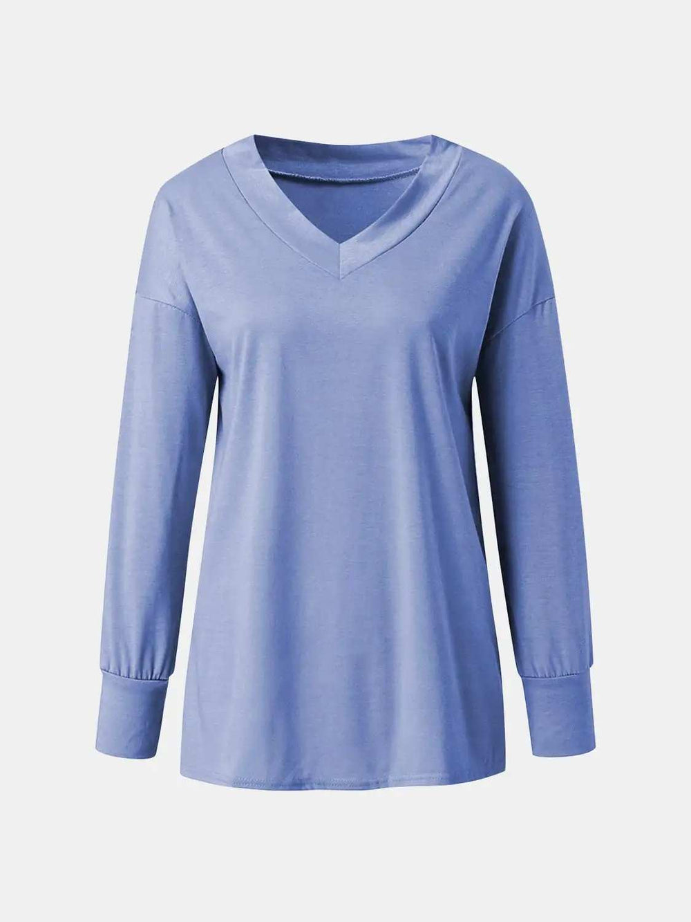 Full Size V-Neck Long Sleeve T-Shirt - Trendsi - Flyclothing LLC