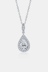 1.5 Carat Moissanite 925 Sterling Silver Teardrop Necklace - Trendsi - Flyclothing LLC