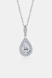 1.5 Carat Moissanite 925 Sterling Silver Teardrop Necklace - Trendsi - Flyclothing LLC