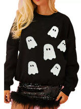 Halloween Sequin Round Neck Sweatshirt - Trendsi - Flyclothing LLC