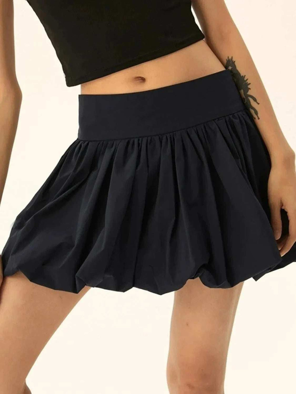 Ruched Bubble Hem Mini Skirt - Trendsi - Flyclothing LLC