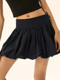 Ruched Bubble Hem Mini Skirt - Trendsi - Flyclothing LLC
