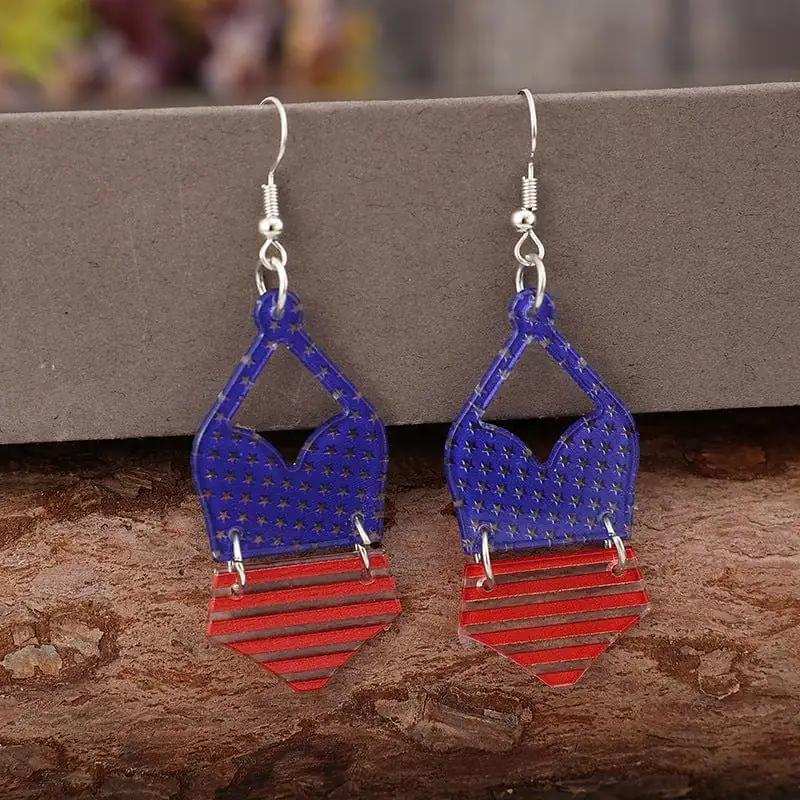 US Flag Pattern Acrylic Earrings - Trendsi - Flyclothing LLC