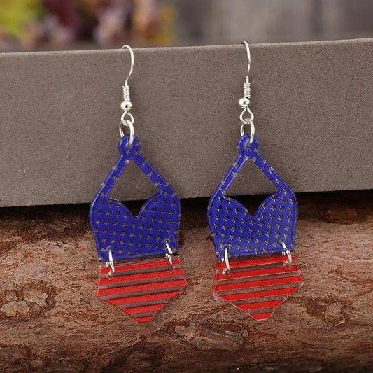 US Flag Pattern Acrylic Earrings - Trendsi - Flyclothing LLC