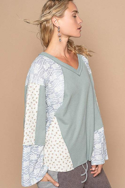POL Lace Floral Round Neck Knit Top - Trendsi - Flyclothing LLC